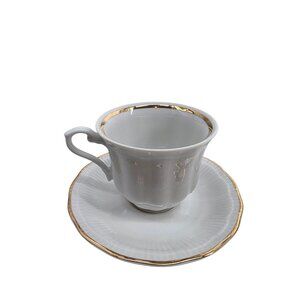 Wawel 56 Gold Rimmed Porcelain Teacup & Saucer Set